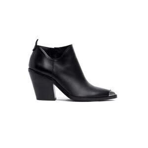 Rebecca Minkoff Seiji Leather Metal Tip Ankle Boots 8 Black
